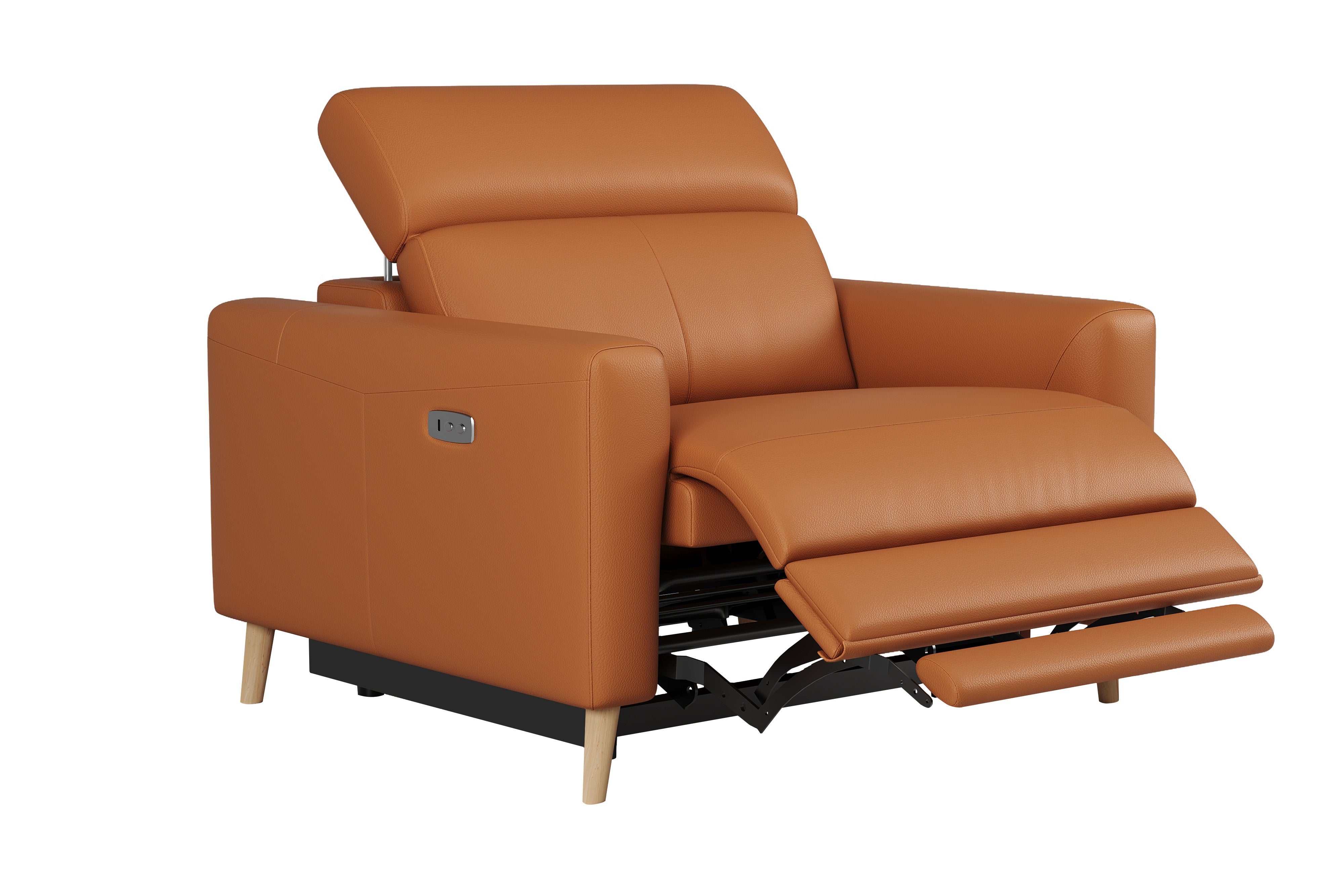 Valencia Elodie Top Grain Leather Recliner Single Seat Sofa, Cognac