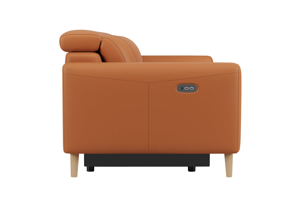 Valencia Elodie Top Grain Leather Recliner Single Seat Sofa, Cognac