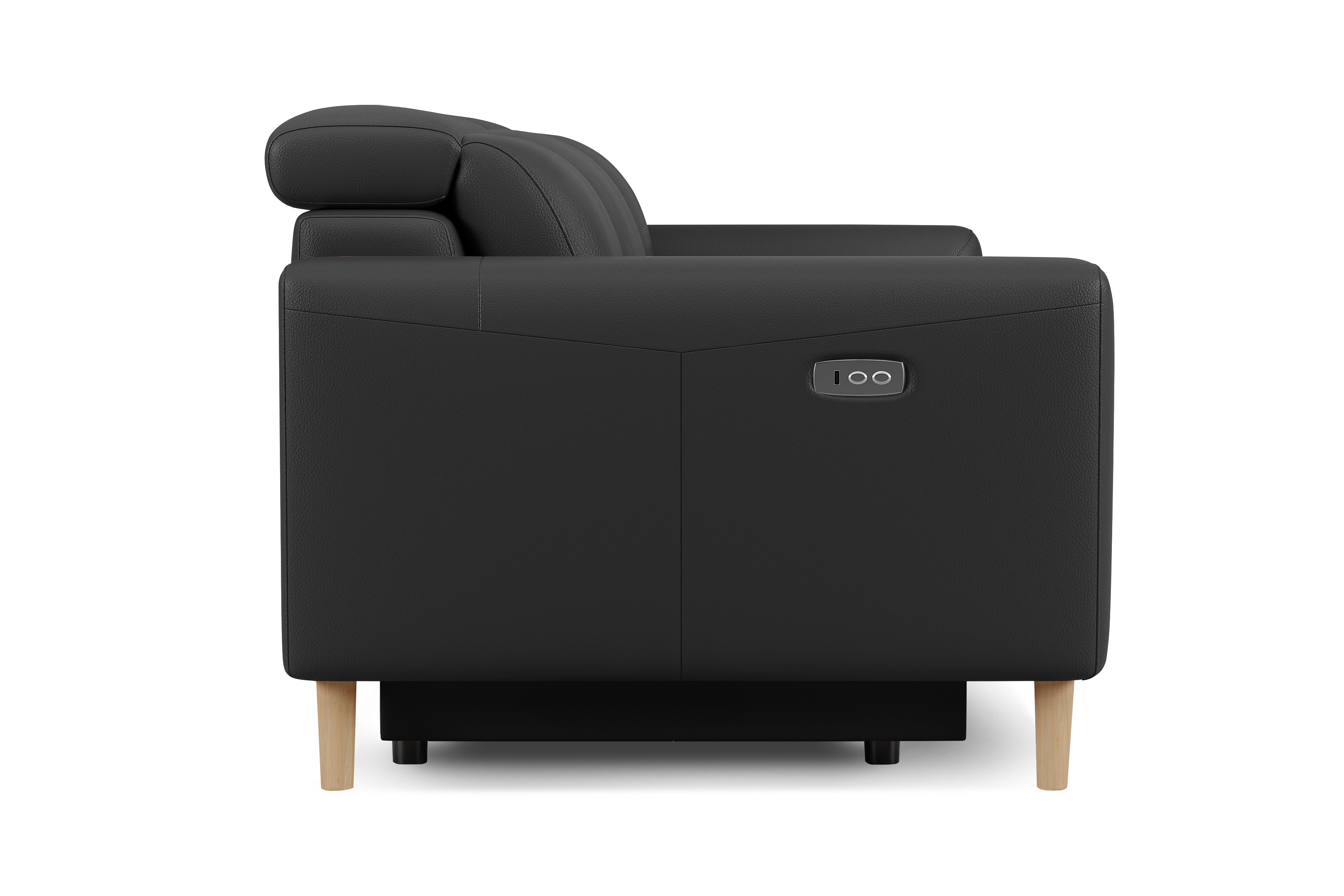 Valencia Elodie Top Grain Leather Loveseat with Console Sofa, Black