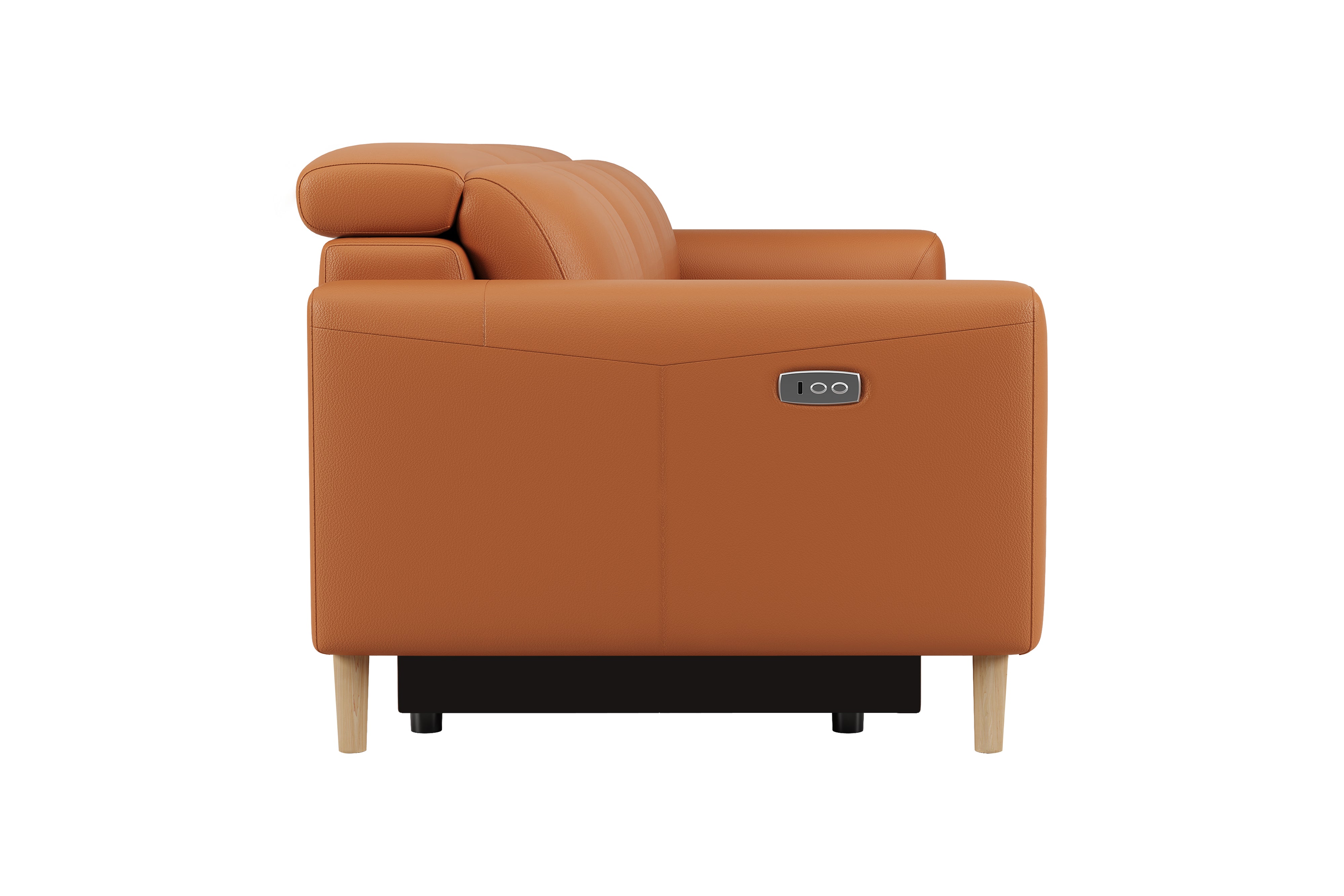 Valencia Elodie Top Grain Leather Loveseat with Console Sofa, Cognac