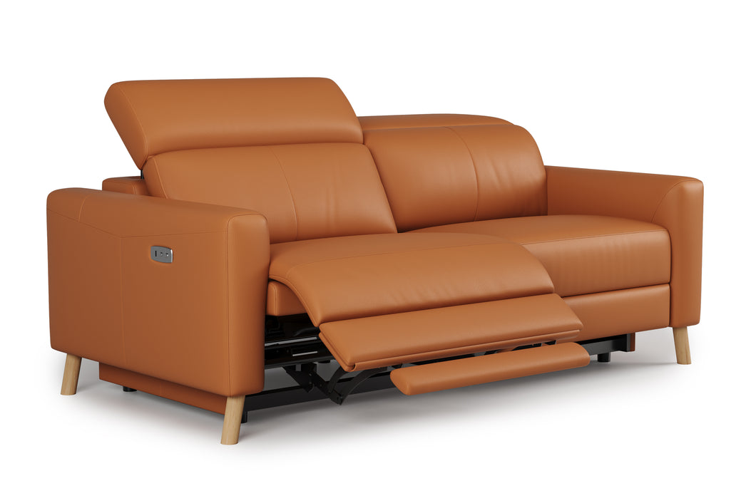 Valencia Elodie Top Grain Leather Loveseat Dual Recliners, Cognac