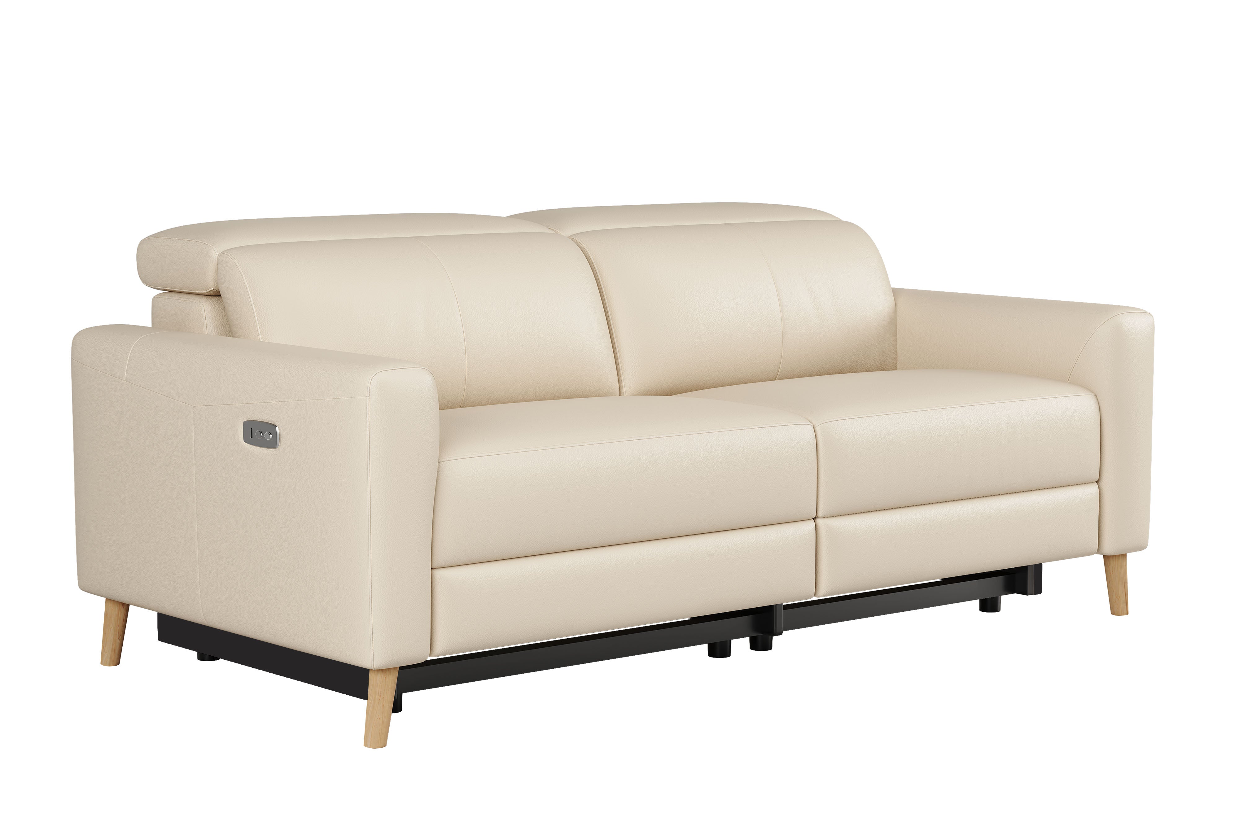 Valencia Elodie Top Grain Leather Loveseat Dual Recliners, Beige