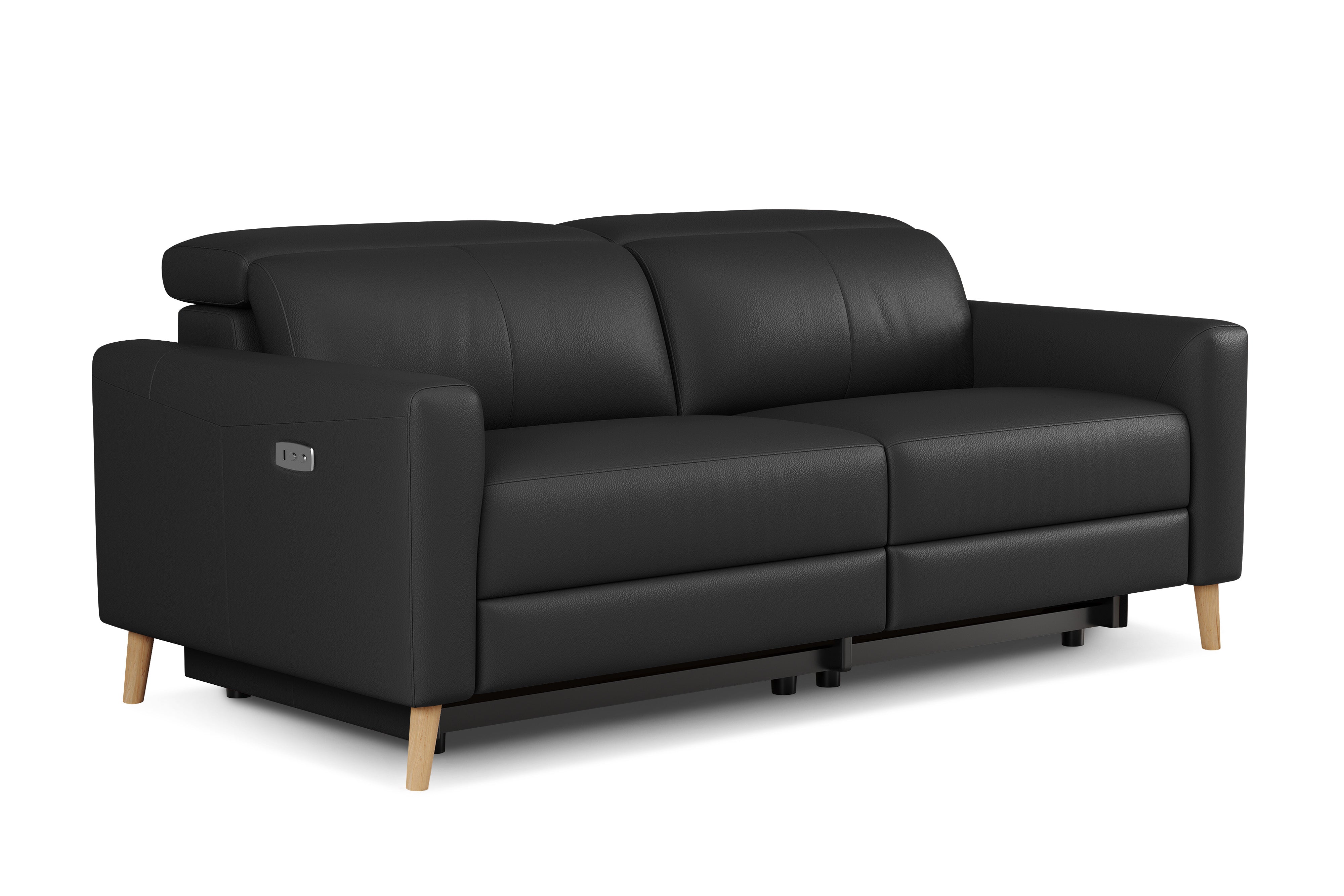 Valencia Elodie Top Grain Leather Loveseat Dual Recliners, Black