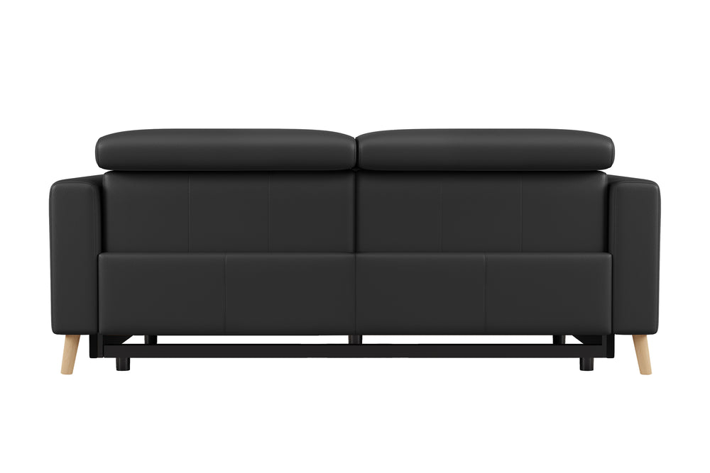 Valencia Elodie Top Grain Leather Loveseat Dual Recliners, Black