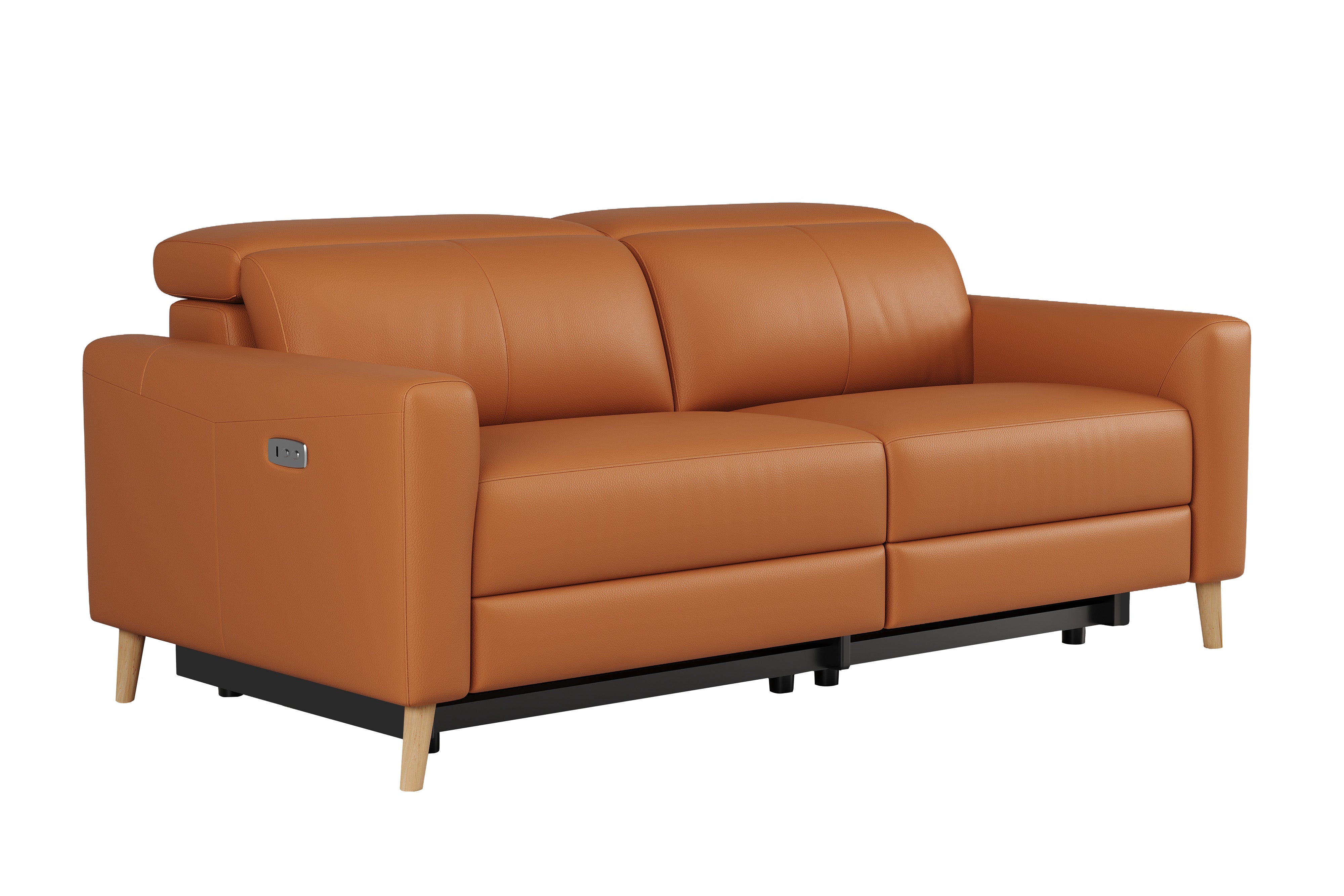 Valencia Elodie Top Grain Leather Loveseat Dual Recliners, Cognac