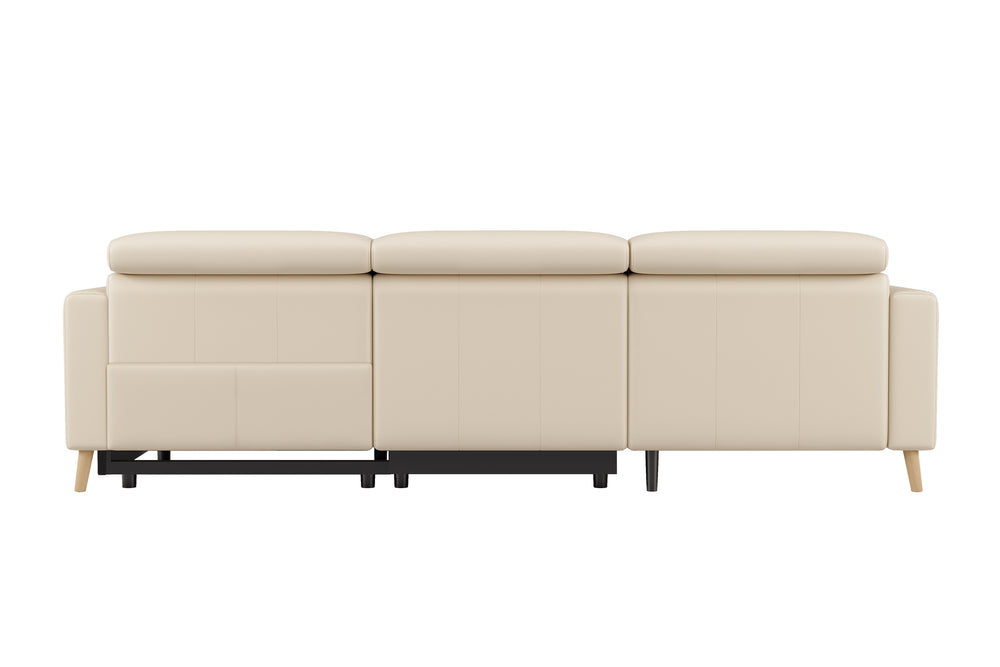 Valencia Elodie Top Grain Leather Sectional Sofa, Three Seats with Left Chaise, Beige