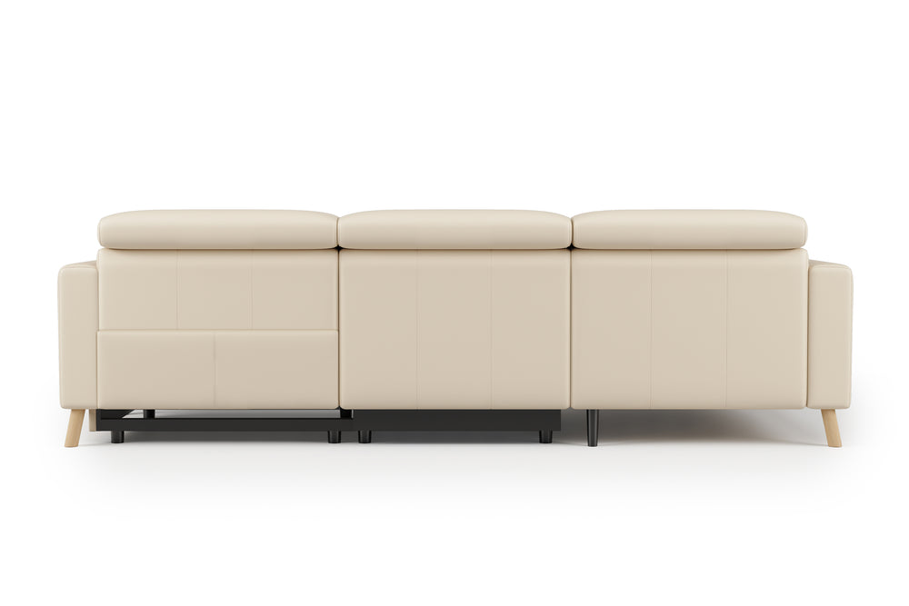 Valencia Elodie Top Grain Leather Sectional Sofa, Three Seats with Left Chaise, Beige
