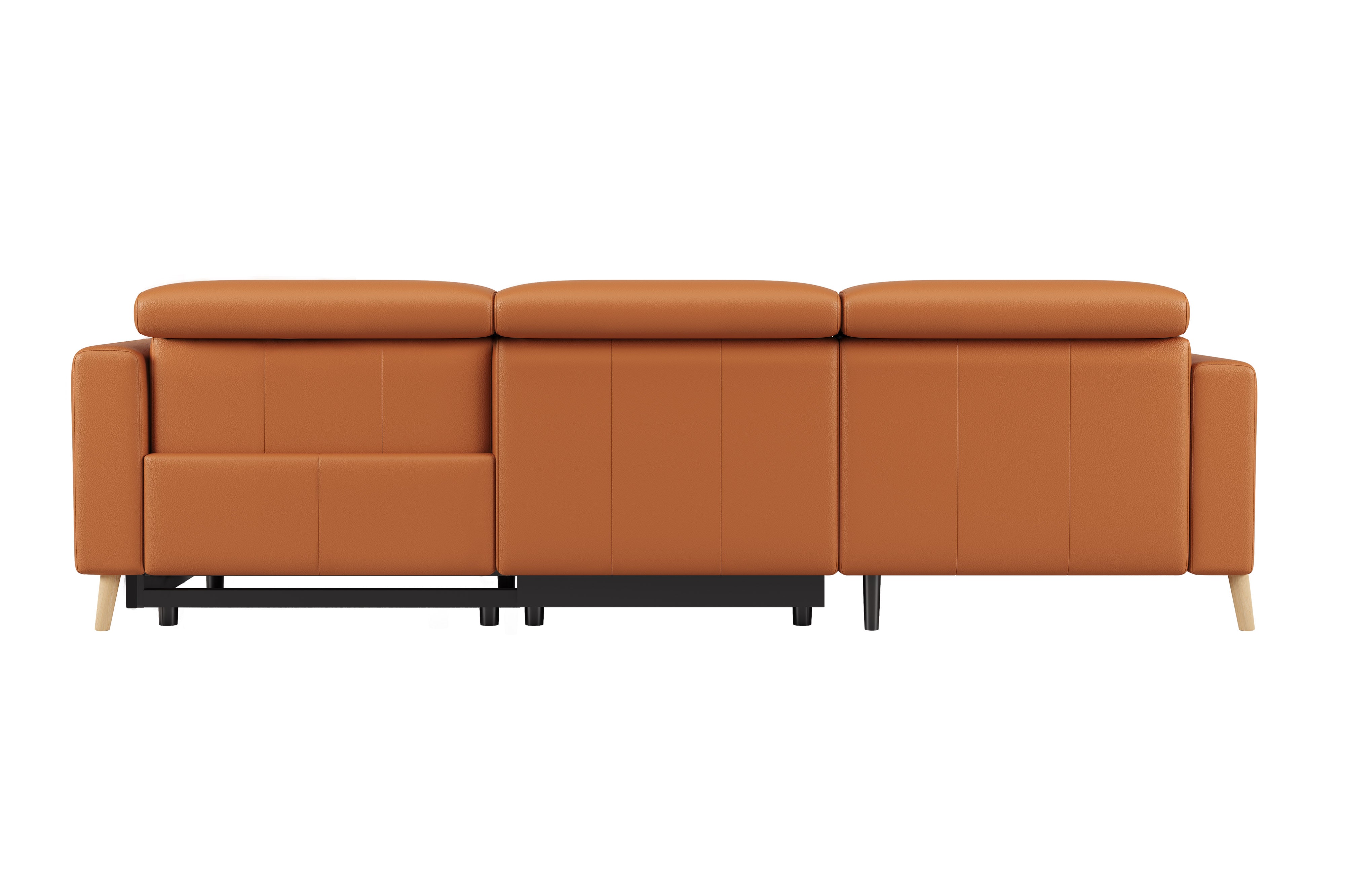 Valencia Elodie Top Grain Leather Sectional Sofa, Three Seats with Left Chaise, Cognac