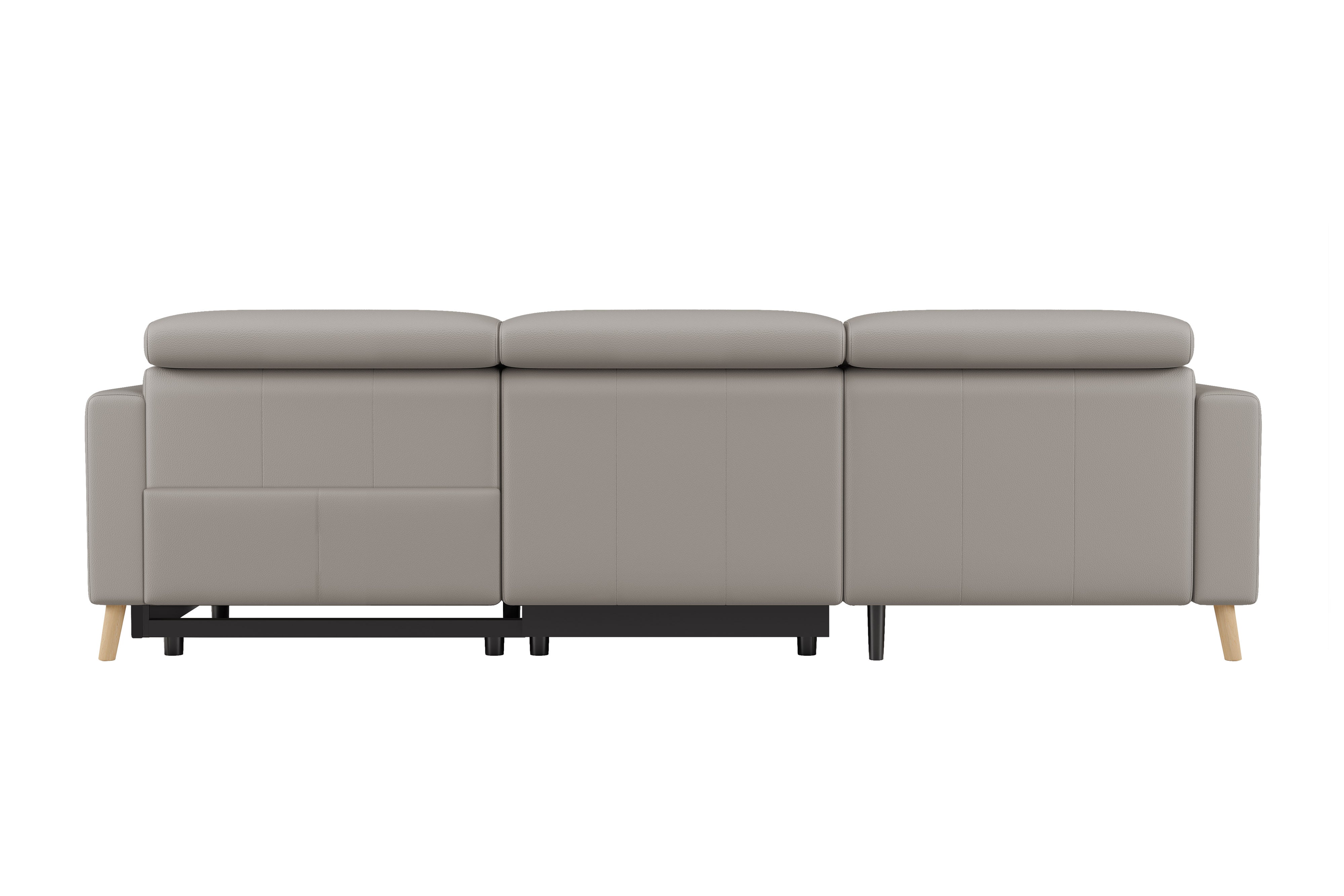 Valencia Elodie Top Grain Leather Sectional Sofa, Three Seats with Left Chaise, Light Grey