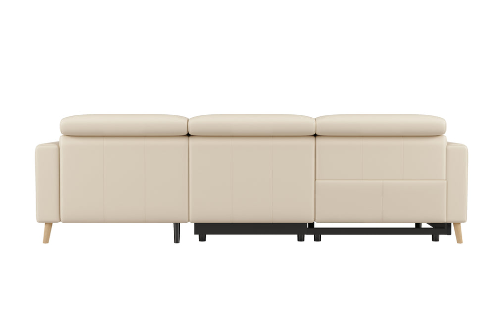 Valencia Elodie Top Grain Leather Sectional Sofa, Three Seats with Right Chaise, Beige