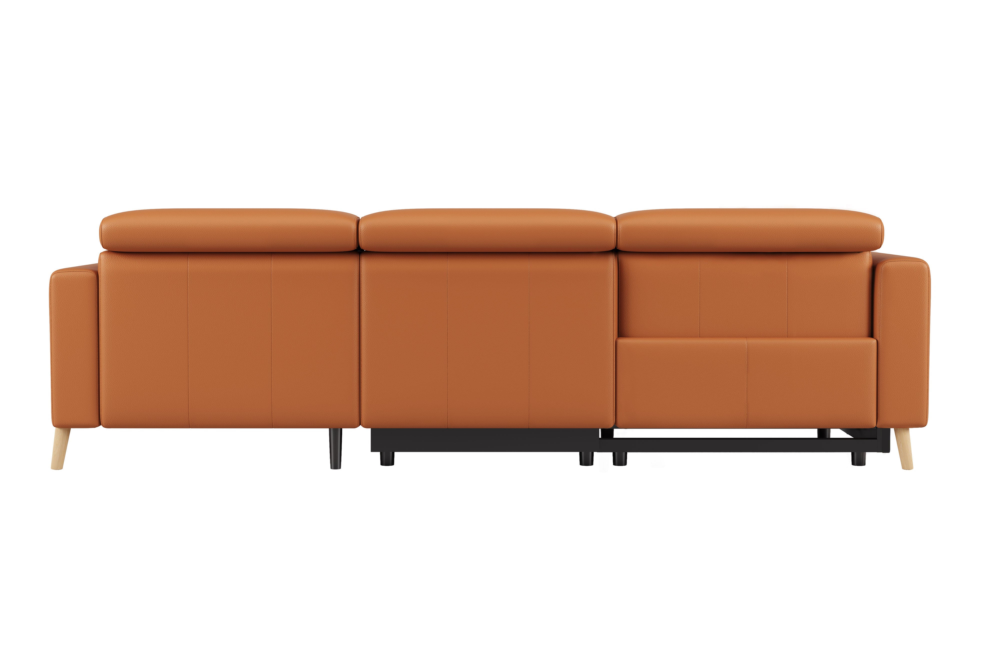 Valencia Elodie Top Grain Leather Sectional Sofa, Three Seats with Right Chaise, Cognac