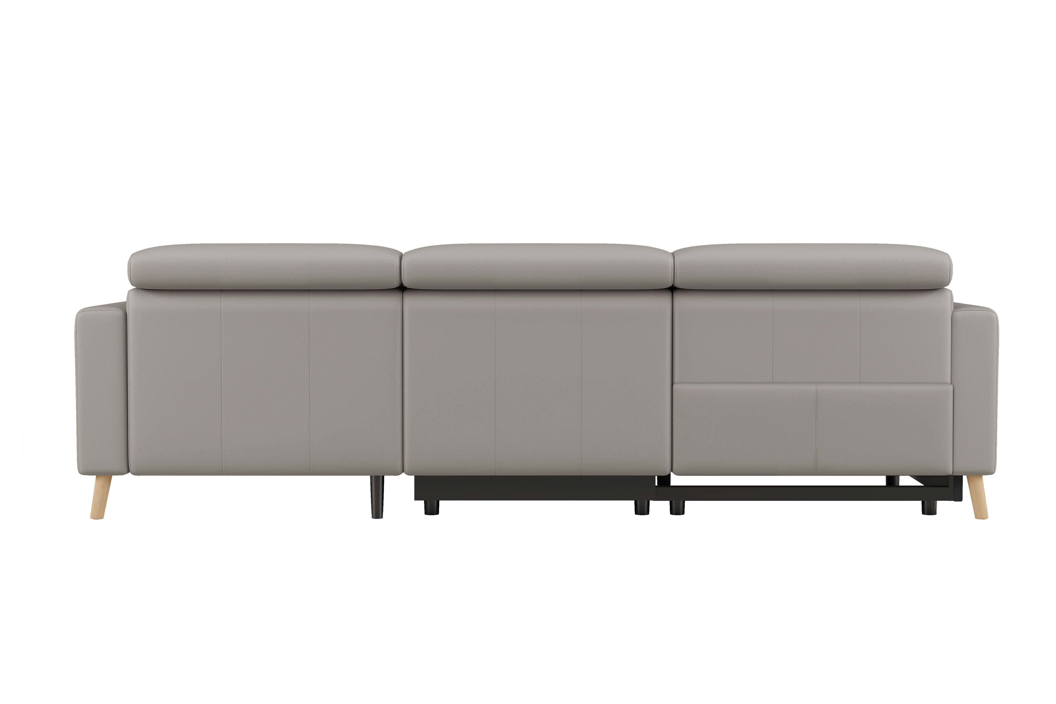 Valencia Elodie Top Grain Leather Sectional Sofa, Three Seats with Right Chaise, Light Grey