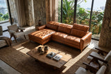 Elodie Distressed Italian Aniline Leather Recliner Sectional Sofa