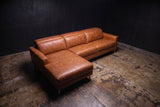 Elodie Distressed Italian Aniline Leather Recliner Sectional Sofa