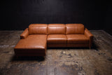 Elodie Distressed Italian Aniline Leather Recliner Sectional Sofa