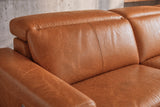 Elodie Distressed Italian Aniline Leather Recliner Sectional Sofa