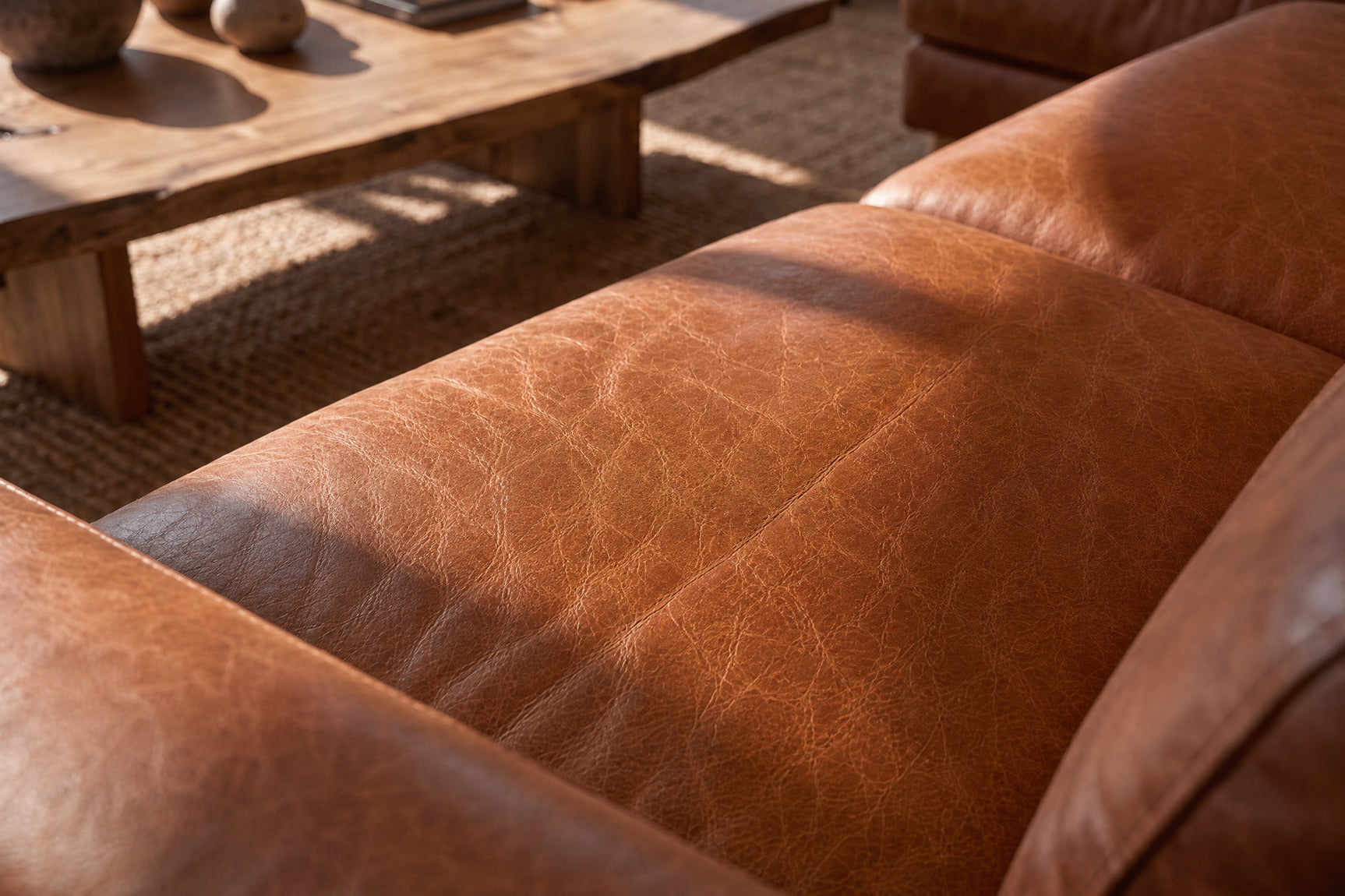 Elodie Distressed Italian Aniline Leather Recliner Sectional Sofa