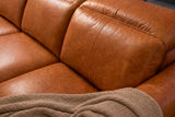 Elodie Distressed Italian Aniline Leather Recliner Sectional Sofa