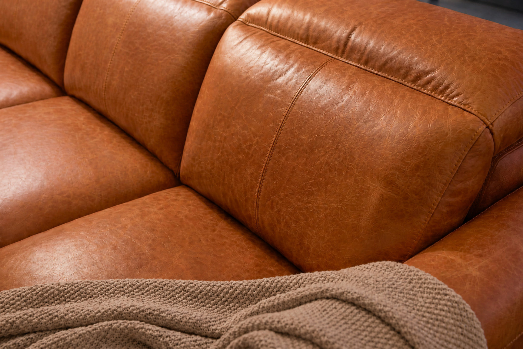 Elodie Distressed Italian Aniline Leather Recliner Sectional Sofa