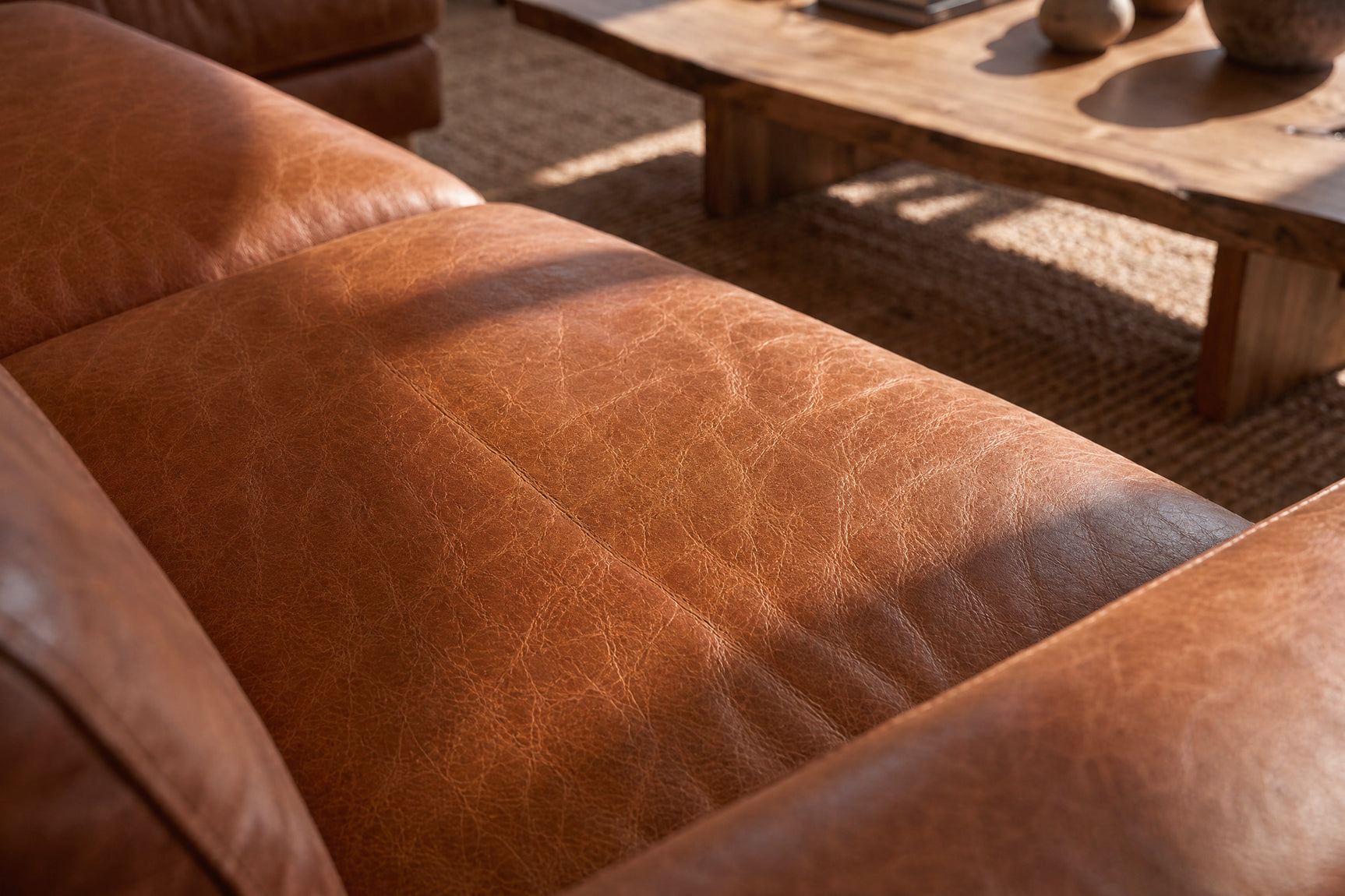 Elodie Distressed Italian Aniline Leather Recliner Sectional Sofa
