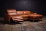 Elodie Distressed Italian Aniline Leather Recliner Sectional Sofa