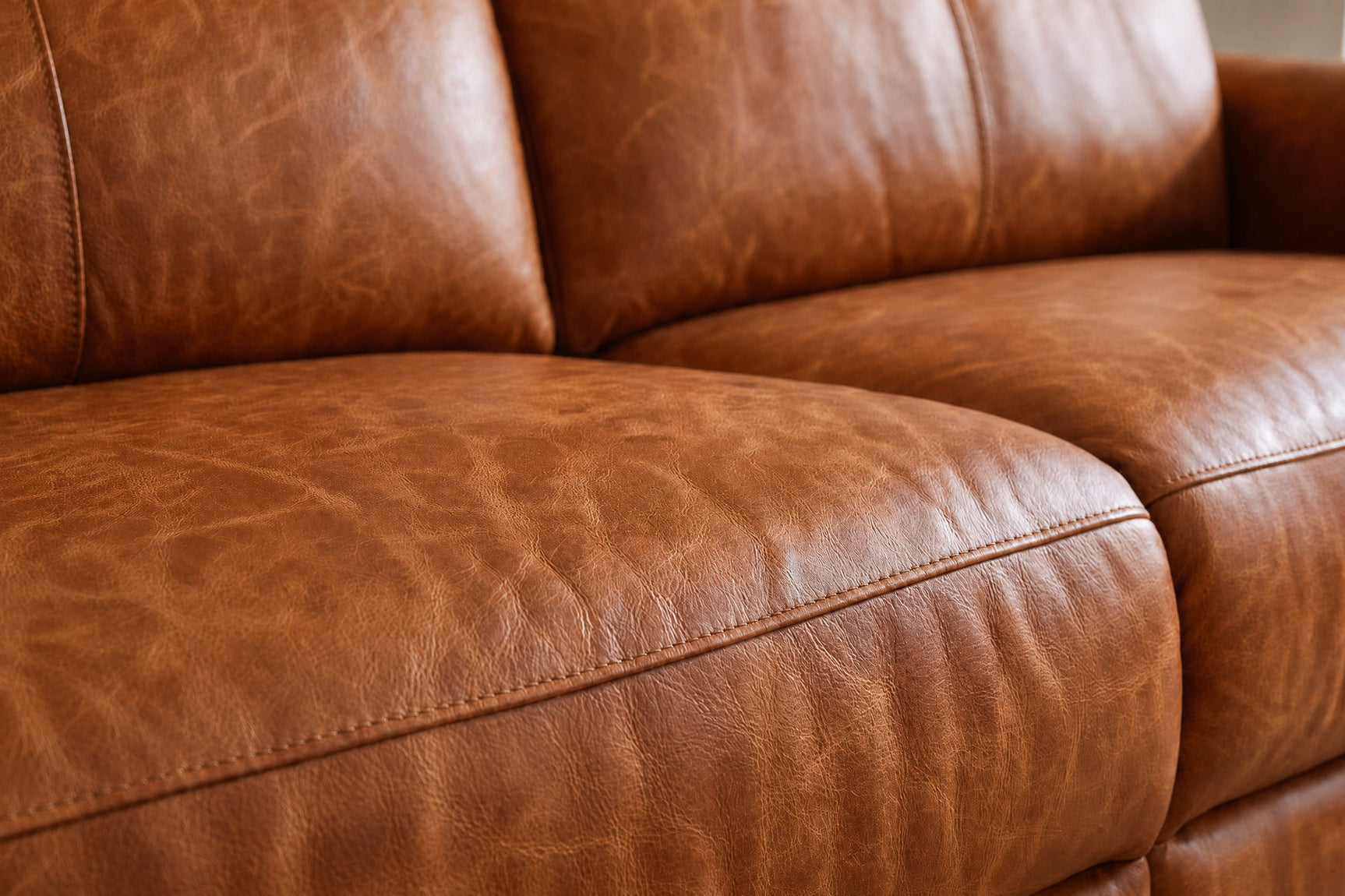 Elodie Distressed Italian Aniline Leather Recliner Sectional Sofa