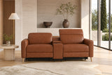Elodie Distressed Italian Aniline Leather Dual Recliner Sofa with Console