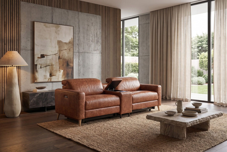 Customer photo with a leather console