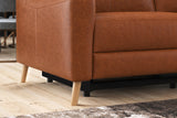 Elodie Distressed Italian Aniline Leather Dual Recliner Sofa with Console