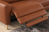 Elodie Distressed Italian Aniline Leather Dual Recliner Sofa with Console
