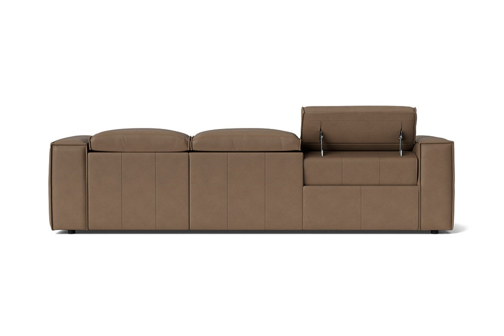 Valencia Emery Leather Sectional Sofa, Recliner Three Seats with Right Chaise, Brown