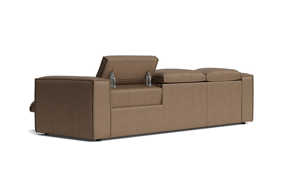 Valencia Emery Leather Sectional Sofa, Recliner Three Seats with Left Chaise, Brown
