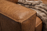 Emery Distressed Italian Aniline Leather Dual Recliner Sofa
