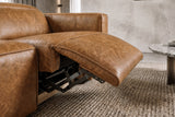 Emery Distressed Italian Aniline Leather Dual Recliner Sofa