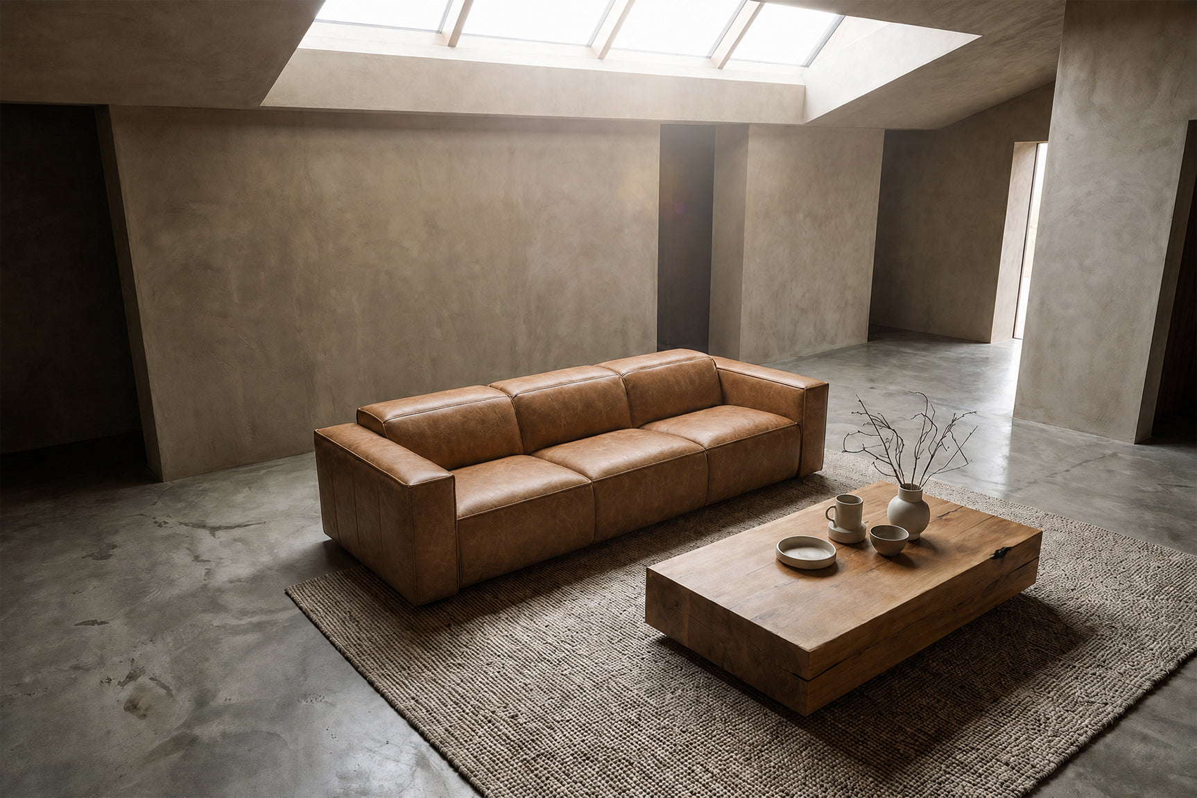 Emery Distressed Italian Aniline Leather Dual Recliner Sofa