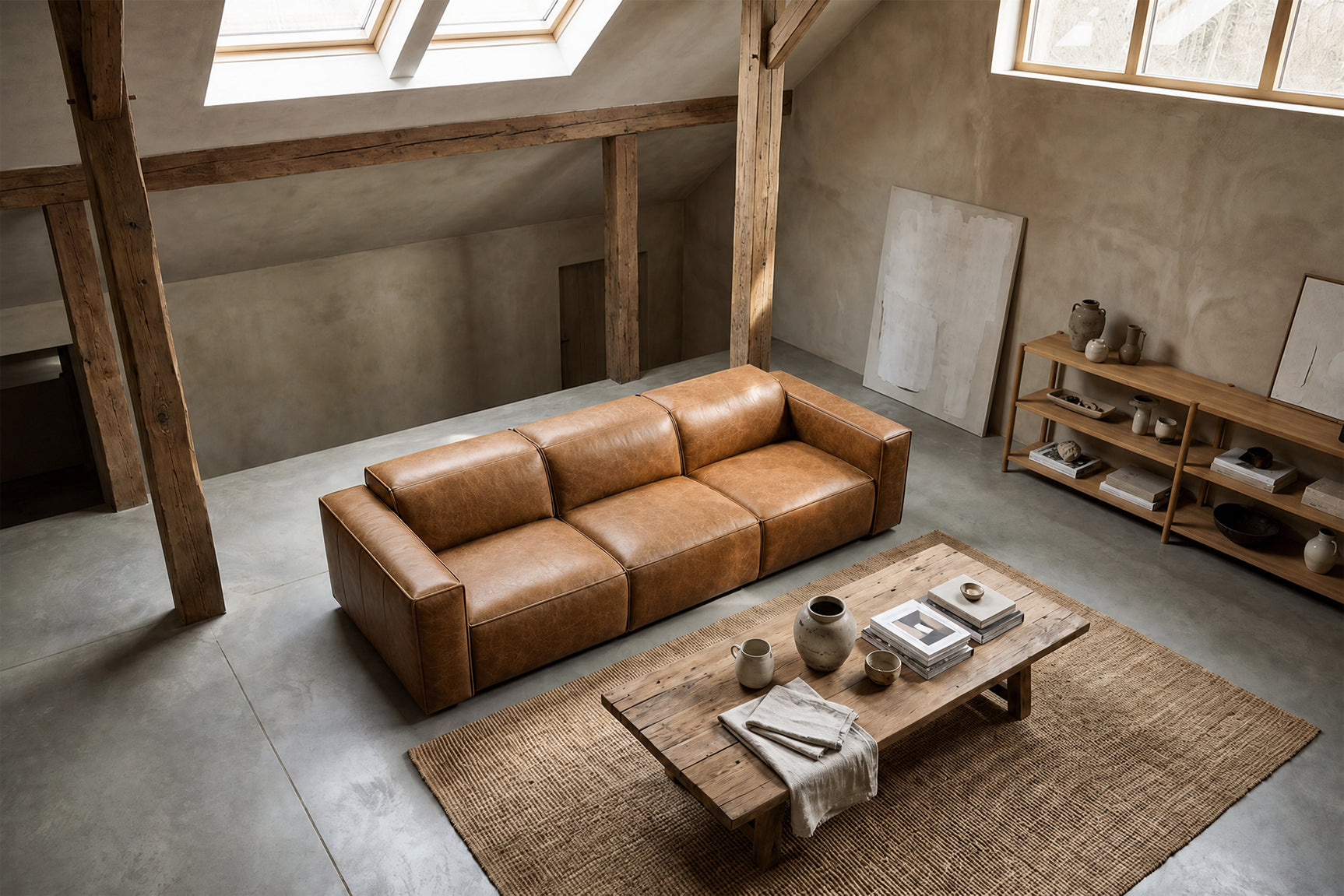 Emery Distressed Italian Aniline Leather Dual Recliner Sofa