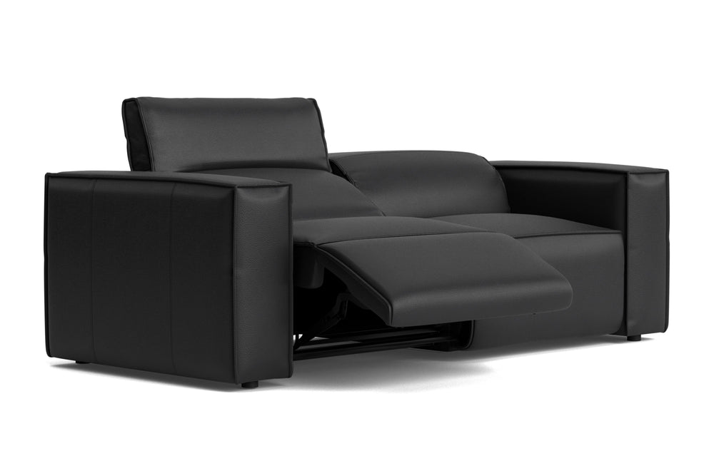 Valencia Emery Leather Recliner Loveseat Sofa, Black