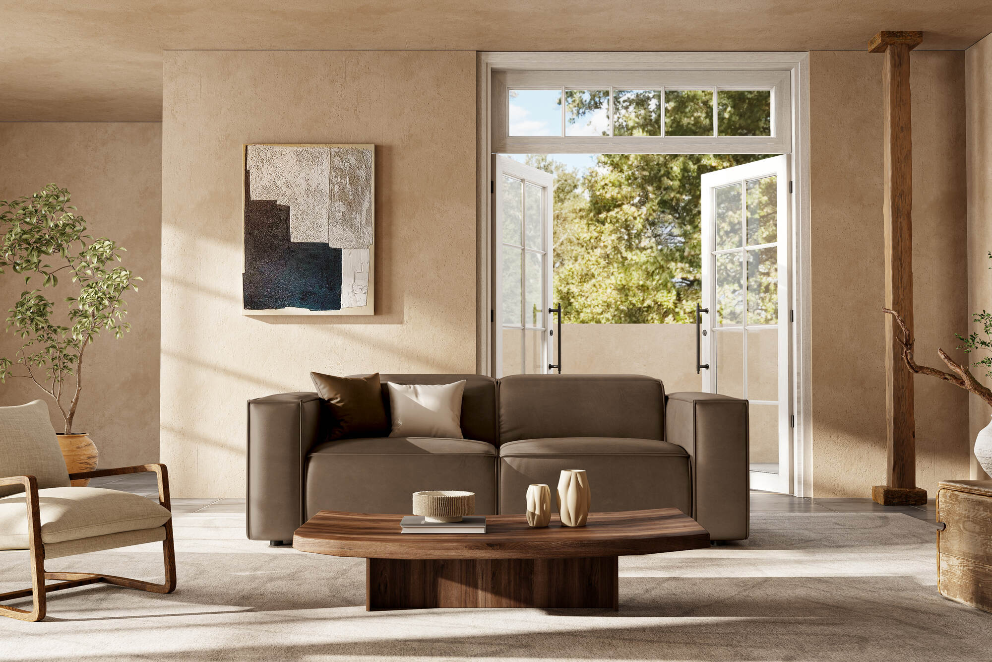 Valencia Emery Leather Recliner Loveseat Sofa, Brown