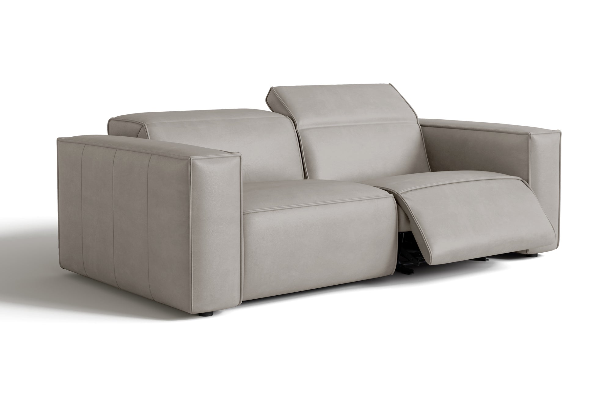 Valencia Emery Leather Recliner Loveseat Sofa, Light Grey