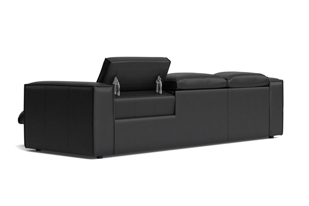 Valencia Emery Leather Sectional Sofa, Recliner Three Seats with Left Chaise, Black