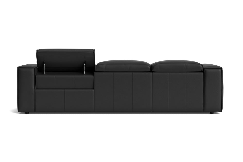 Valencia Emery Leather Sectional Sofa, Recliner Three Seats with Left Chaise, Black