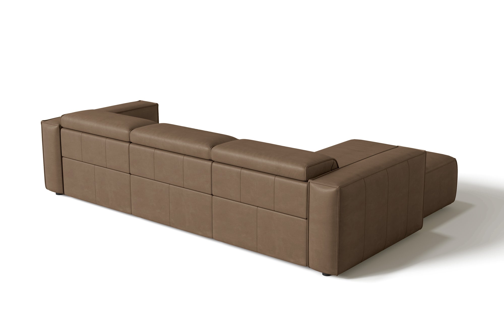 Valencia Emery Leather Sectional Sofa, Recliner Three Seats with Left Chaise, Brown
