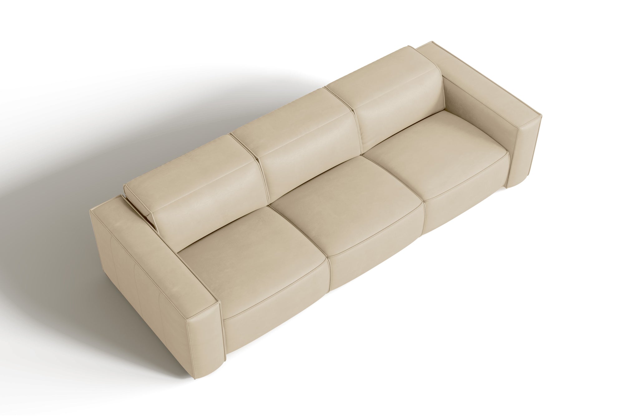 Valencia Emery Leather Recliner Three Seats Sofa, Beige
