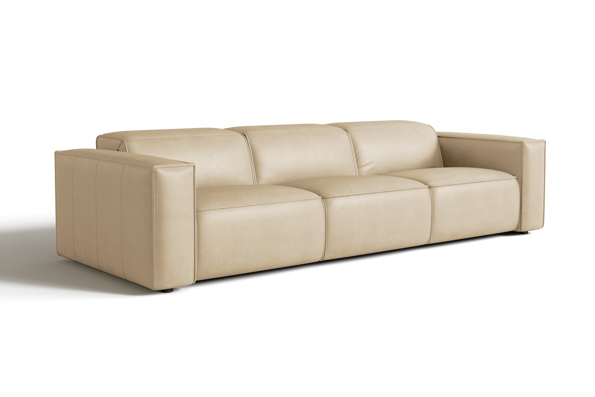 Valencia Emery Leather Recliner Three Seats Sofa, Beige