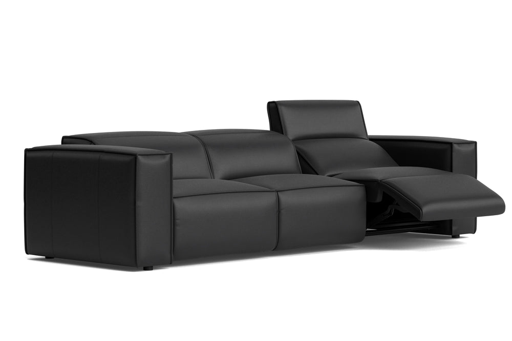 Valencia Emery Leather Recliner Three Seats Sofa, Black