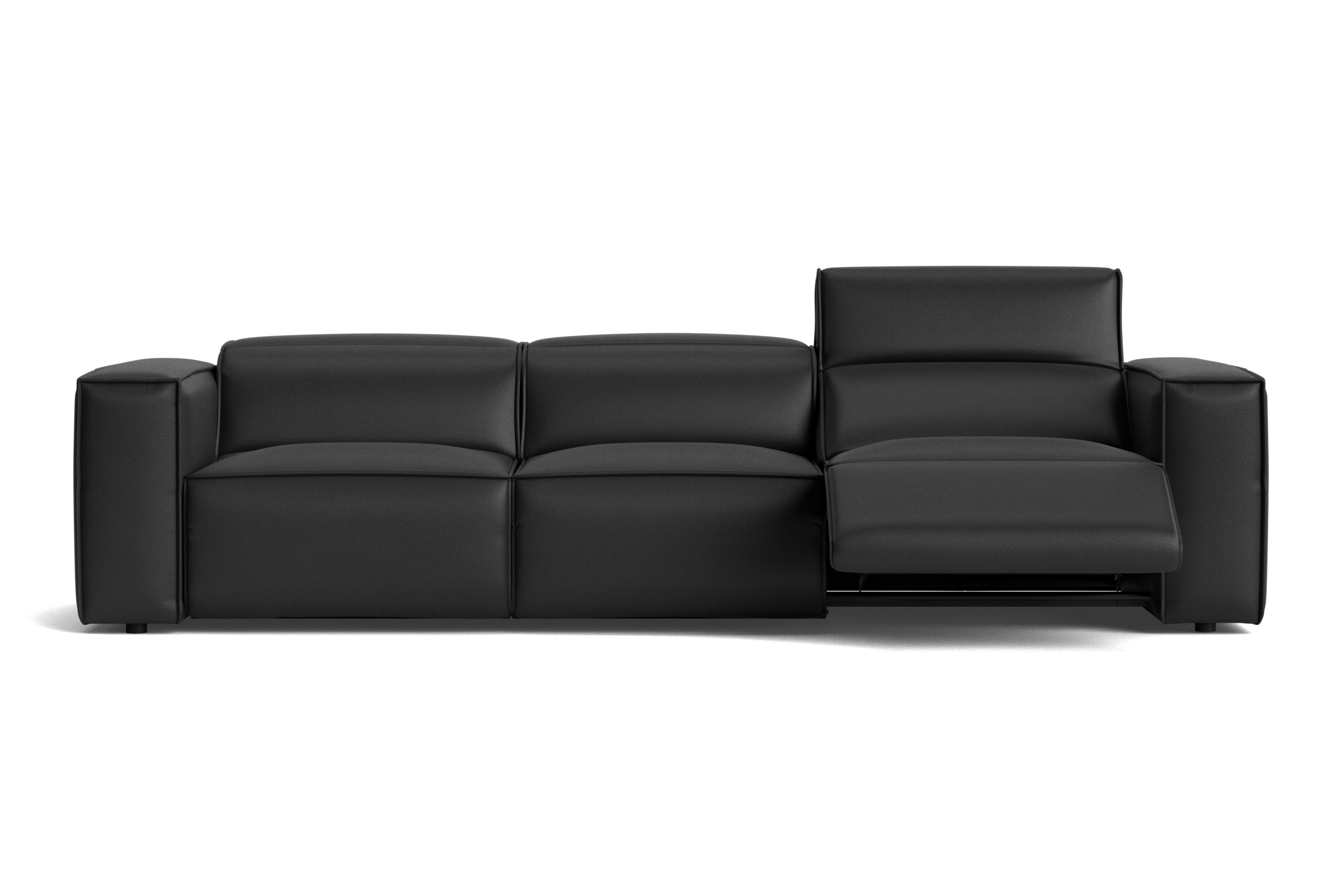 Valencia Emery Leather Recliner Three Seats Sofa, Black