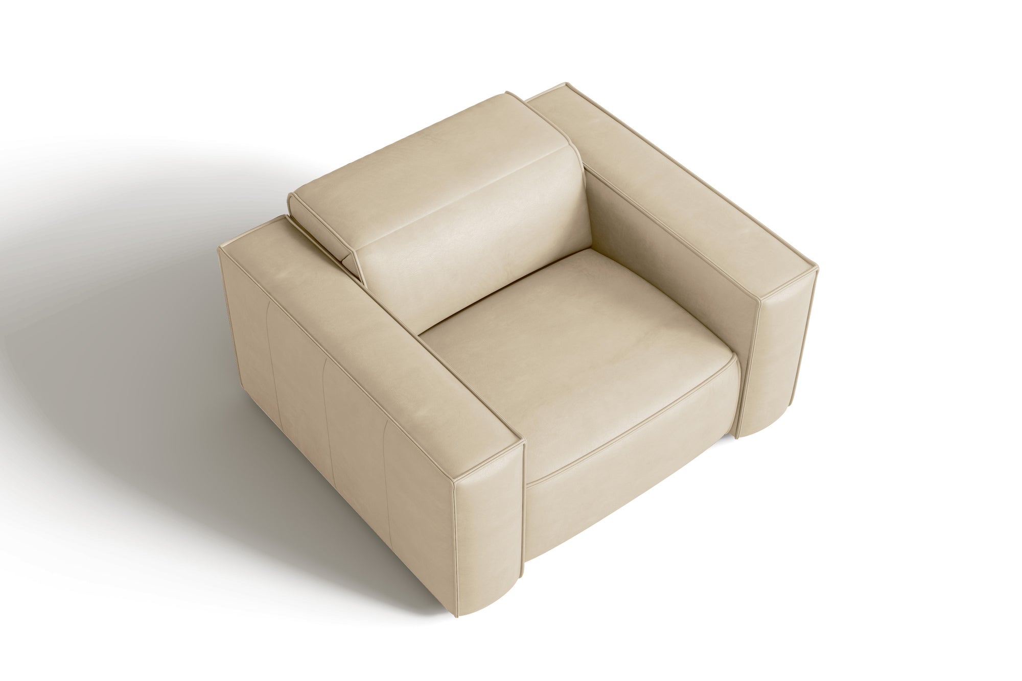 Valencia Emery Top Grain Leather Recliner Seat, Beige
