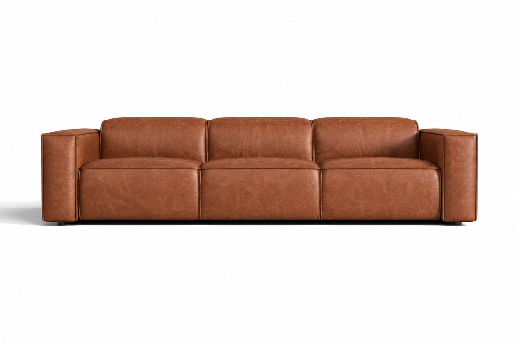 Emery Distressed Italian Aniline Leather Dual Recliner Sofa