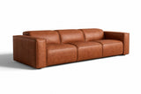 Emery Distressed Italian Aniline Leather Dual Recliner Sofa