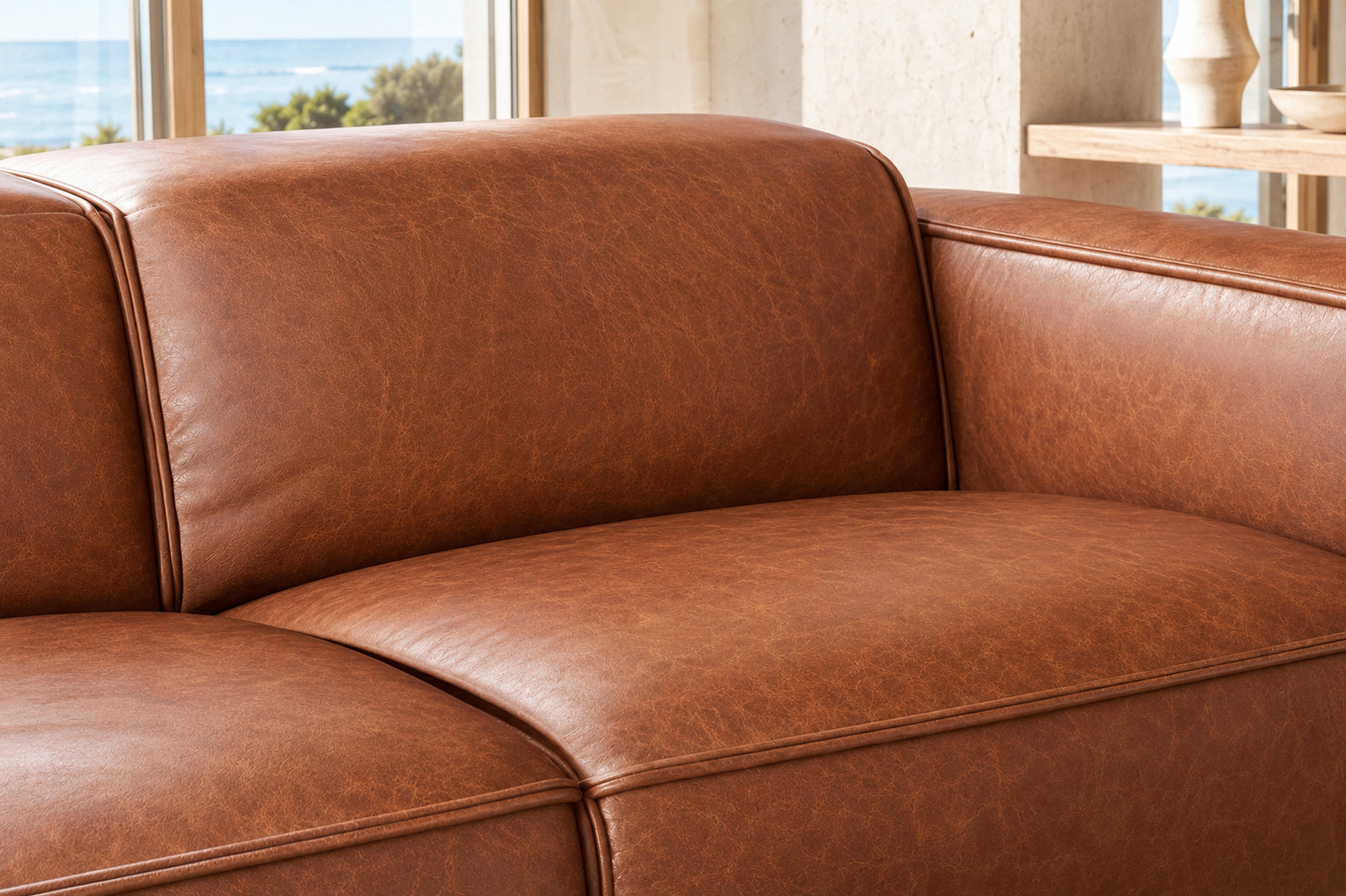 Distressed leather glowing in natural light